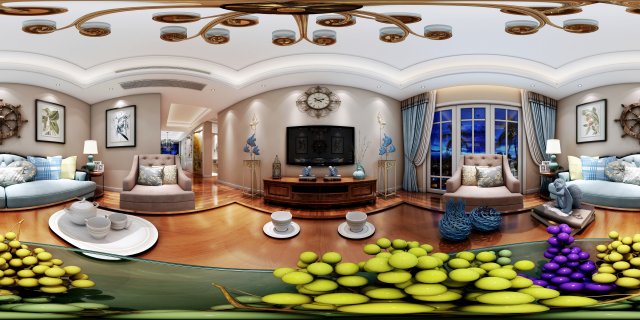 panoramic american style family living room restaurant 11 3Dモデル .c4d .max .obj .3ds .fbx .stl .blend 