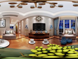 panoramic american style family living room restaurant 11 3D Model