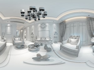 panoramic american style family living room restaurant 11 3Dモデル