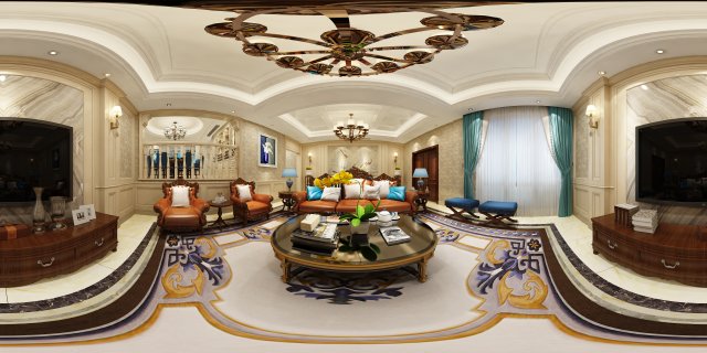panoramic american style family living room restaurant 12 3D-Modell .c4d .max .obj .3ds .fbx .stl .blend 