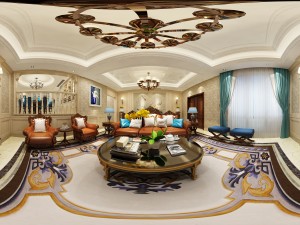 panoramic american style family living room restaurant 12 3D Model