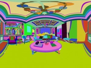 panoramic american style family living room restaurant 12 3D-Modell