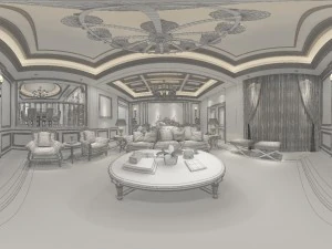 panoramic american style family living room restaurant 12 3D Model