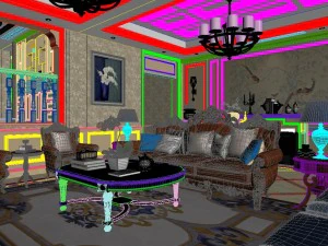 panoramic american style family living room restaurant 12 3D Model