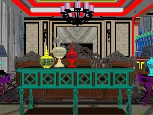 panoramic american style family living room restaurant 12 3D Model