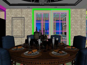 panoramic american style family living room restaurant 12 3D Model