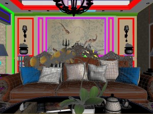 panoramic american style family living room restaurant 12 3D-Modell