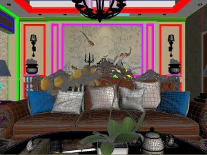 panoramic american style family living room restaurant 12 3D Model