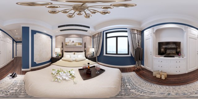 panoramic american style family bedroom space 01 Model 3D .c4d .max .obj .3ds .fbx .stl .blend