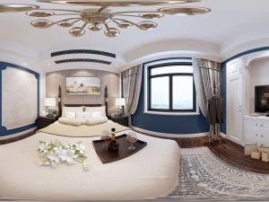 panoramic american style family bedroom space 01 3D Model