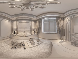 panoramic american style family bedroom space 01 Model 3D