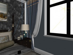 panoramic american style family bedroom space 01 Model 3D