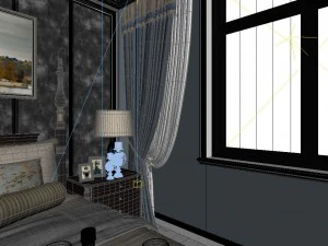 panoramic american style family bedroom space 01 3D Model