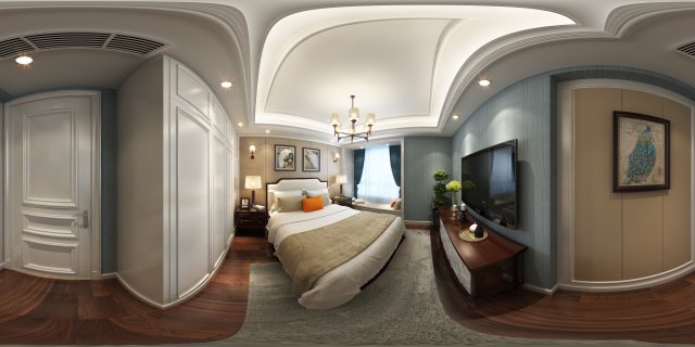 panoramic american style family bedroom space 02 Model 3D .c4d .max .obj .3ds .fbx .stl .blend 