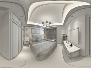 panoramic american style family bedroom space 02 Model 3D
