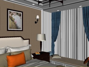 panoramic american style family bedroom space 02 Model 3D