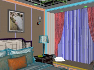 panoramic american style family bedroom space 02 Model 3D