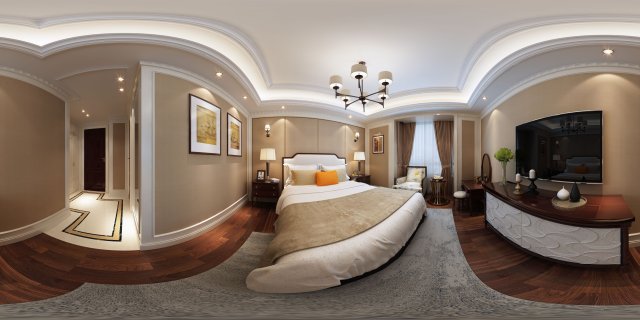 panoramic american style family bedroom space 03 Model 3D .c4d .max .obj .3ds .fbx .stl .blend 
