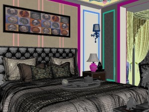 panoramic american style family bedroom space 04 Modelo 3D