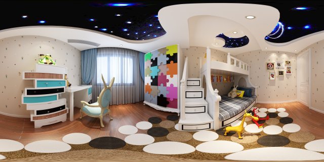 panoramic american style family bedroom space 05 3D-Modell .c4d .max .obj .3ds .fbx .stl .blend 