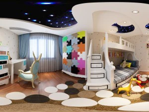 ruang kamar tidur keluarga gaya Amerika yang indah 05 Model 3D