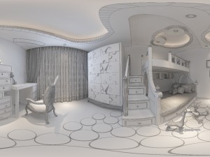panoramic american style family bedroom space 05 3D-Modell