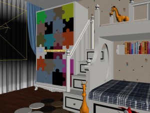 panoramic american style family bedroom space 05 3D-Modell