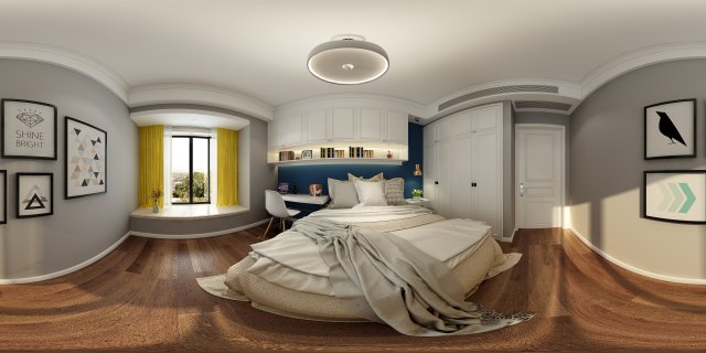 panoramic american style family bedroom space 06 3D Model .c4d .max .obj .3ds .fbx .stl .blend 