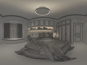 panoramic american style family bedroom space 06 3D Model