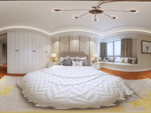 panoramic american style family bedroom space 07 3D Model