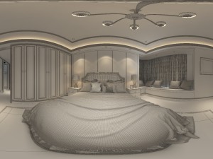 panoramic american style family bedroom space 07 Model 3D