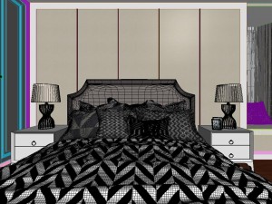 panoramic american style family bedroom space 07 Model 3D