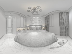 panoramic american style family bedroom space 08 3D Модель