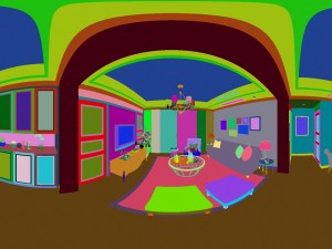 panoramic american style living room restaurant space 01 Modello 3D