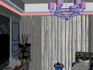 panoramic american style living room restaurant space 01 Modello 3D