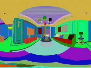 panoramic american style living room restaurant space 03 3D Model