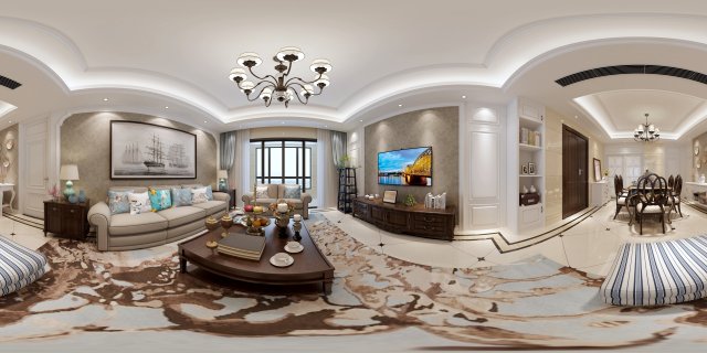 panoramic american style living room restaurant space 05 3D-Modell .c4d .max .obj .3ds .fbx .stl .blend 