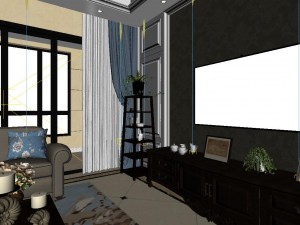 panoramic american style living room restaurant space 05 3D-Modell