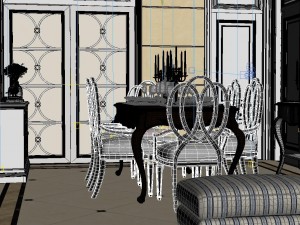 panoramic american style living room restaurant space 05 3D-Modell