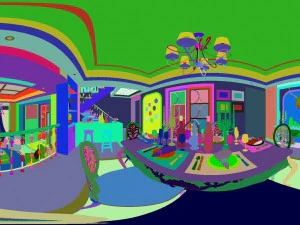 panoramic american style living room restaurant space 06 3D Model