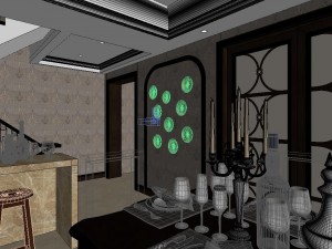 panoramic american style living room restaurant space 06 3D Model