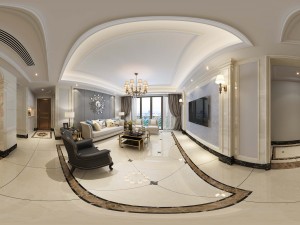 panoramic american style living room restaurant space 07 Model 3D