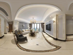 soggiorno panoramico in stile americano spazio ristorante 07 Modello 3D