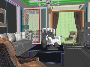 panoramic american style living room restaurant space 08 Modello 3D