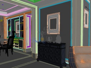 panoramic american style living room restaurant space 08 Modello 3D