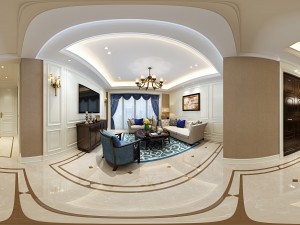panoramic american style living room restaurant space 10 Modèle 3D
