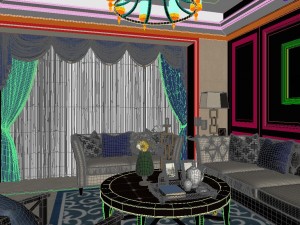 panoramic american style living room restaurant space 10 3D Model