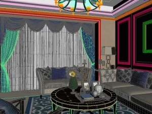 panoramic american style living room restaurant space 10 3D Model