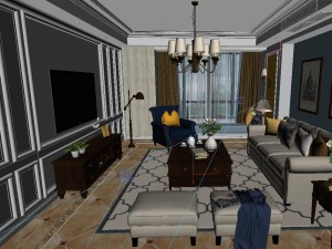panoramic american style living room restaurant space 11 Model 3D