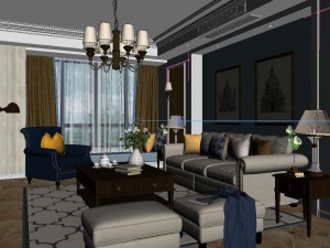 panoramic american style living room restaurant space 11 Model 3D